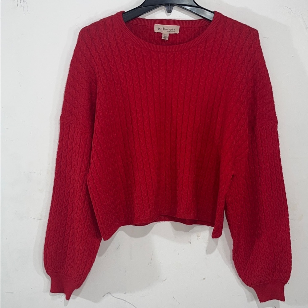 Philosophy Viscose Blend Cable Knit Crew Neck Drop Shoulder Sweater Size Large - Picture 1 of 10